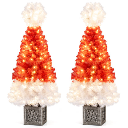 4 Feet Artificial Christmas Tree with 300 Branch Tips and 100 Warm White LED Lights