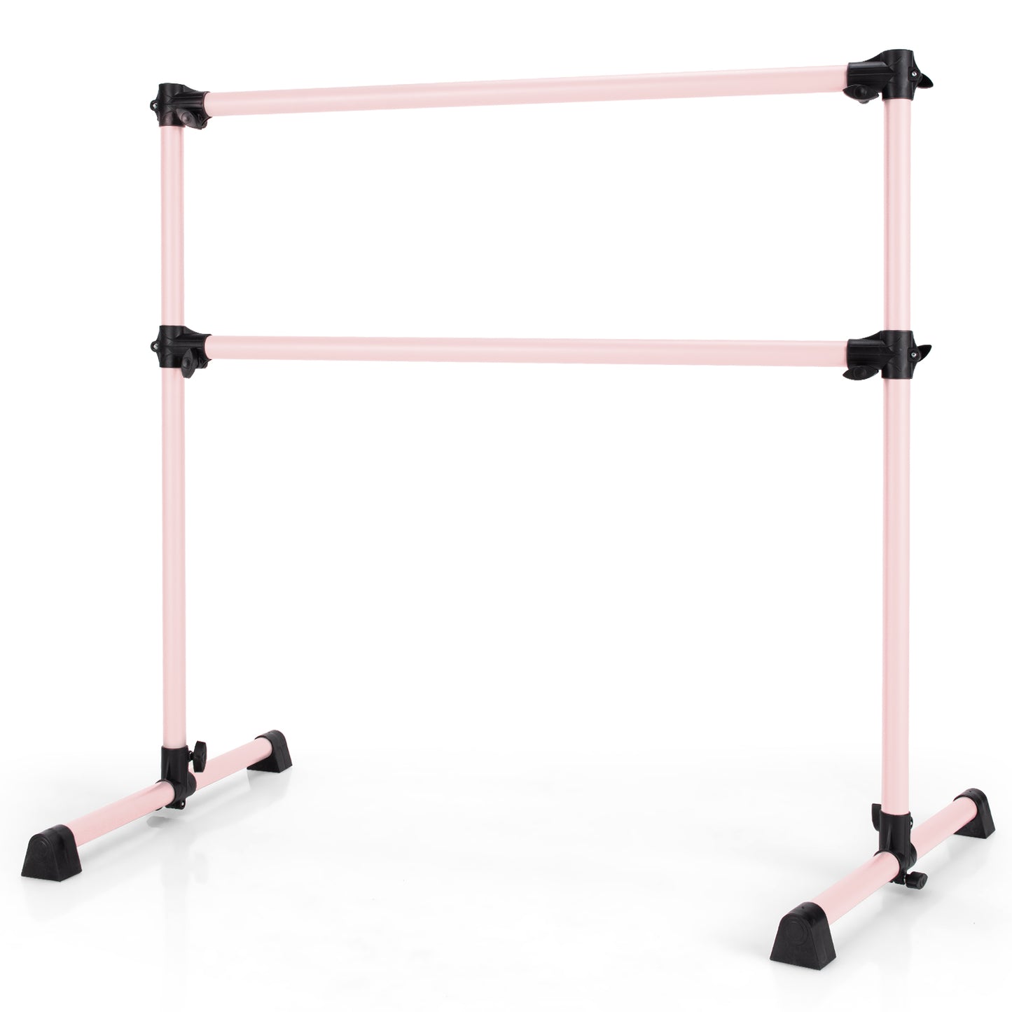 4 Feet Double Ballet Barre Bar with Adjustable Height-Black - Pink