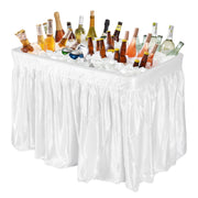4 Feet Plastic Party Ice Folding Table with Matching Skirt and Ice Bucket-White