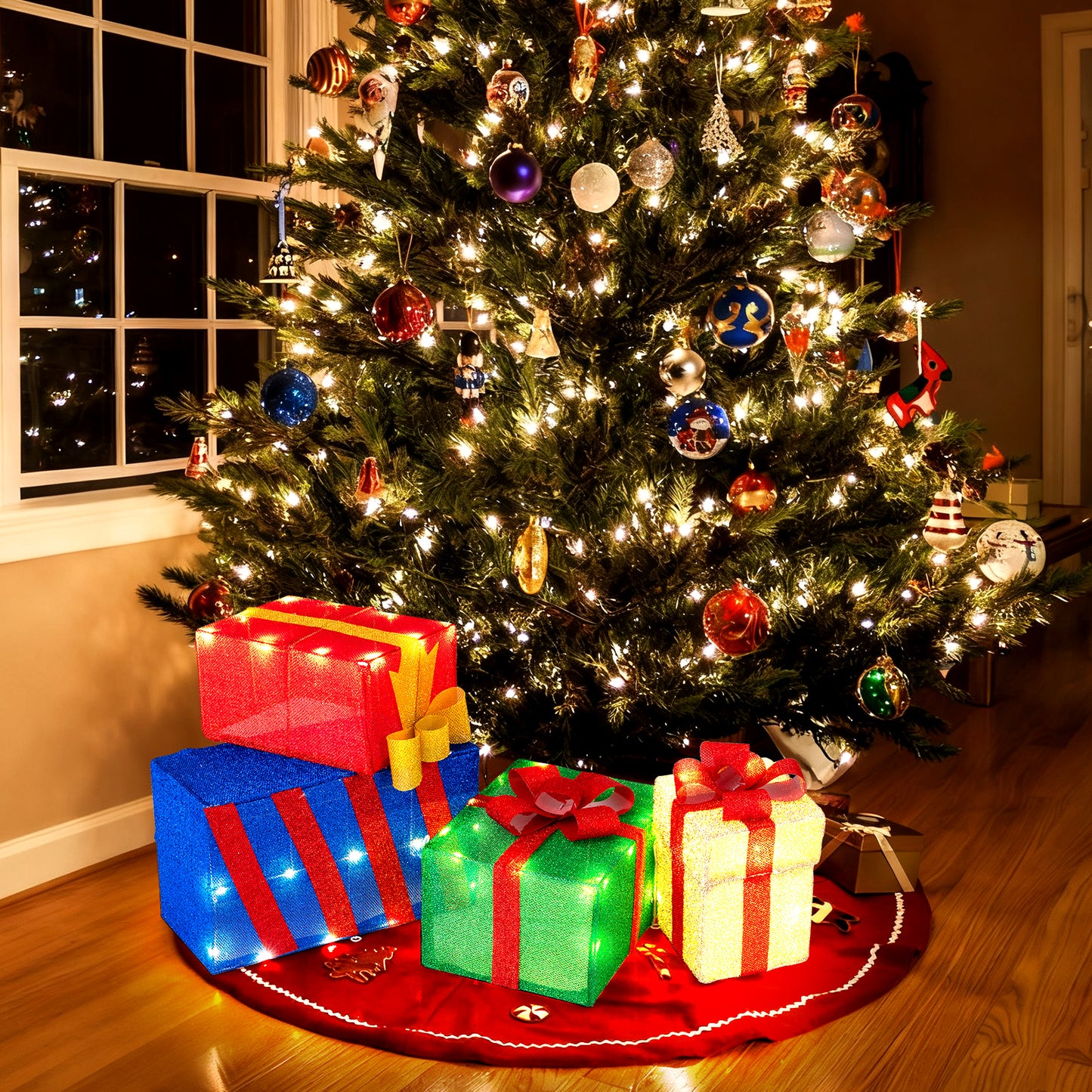 4 Ft Stackable Gift Boxes Set of 4 Stacked Christmas Present Boxes