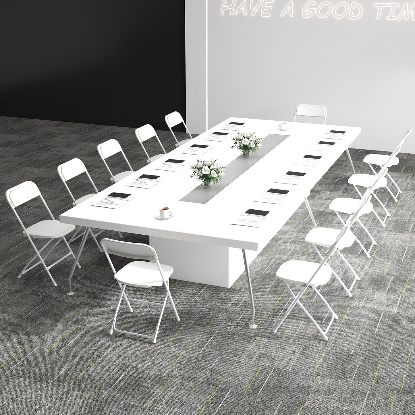 4 Pack Metal Folding Chairs with Plastic Seat and Back-White