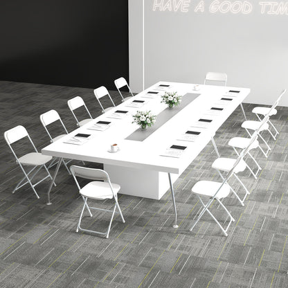 4 Pack Metal Folding Chairs with Plastic Seat and Back-White