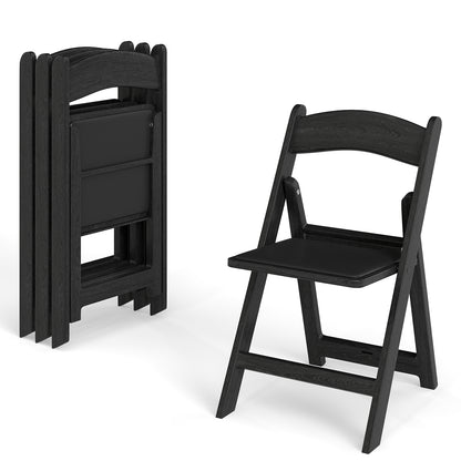 4 Pack Resin Folding Chairs with Padded Seat-White - Black