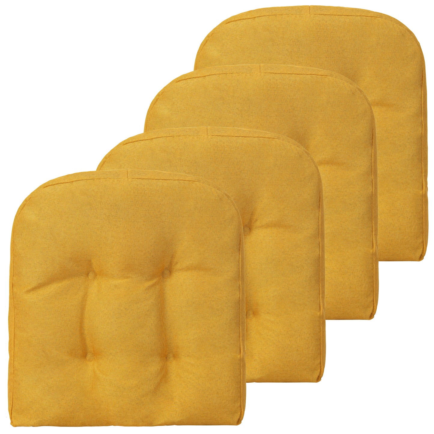 4 Pack 17.5 x 17 Inch U-Shaped Chair Pads with Polyester Cover-Yellow