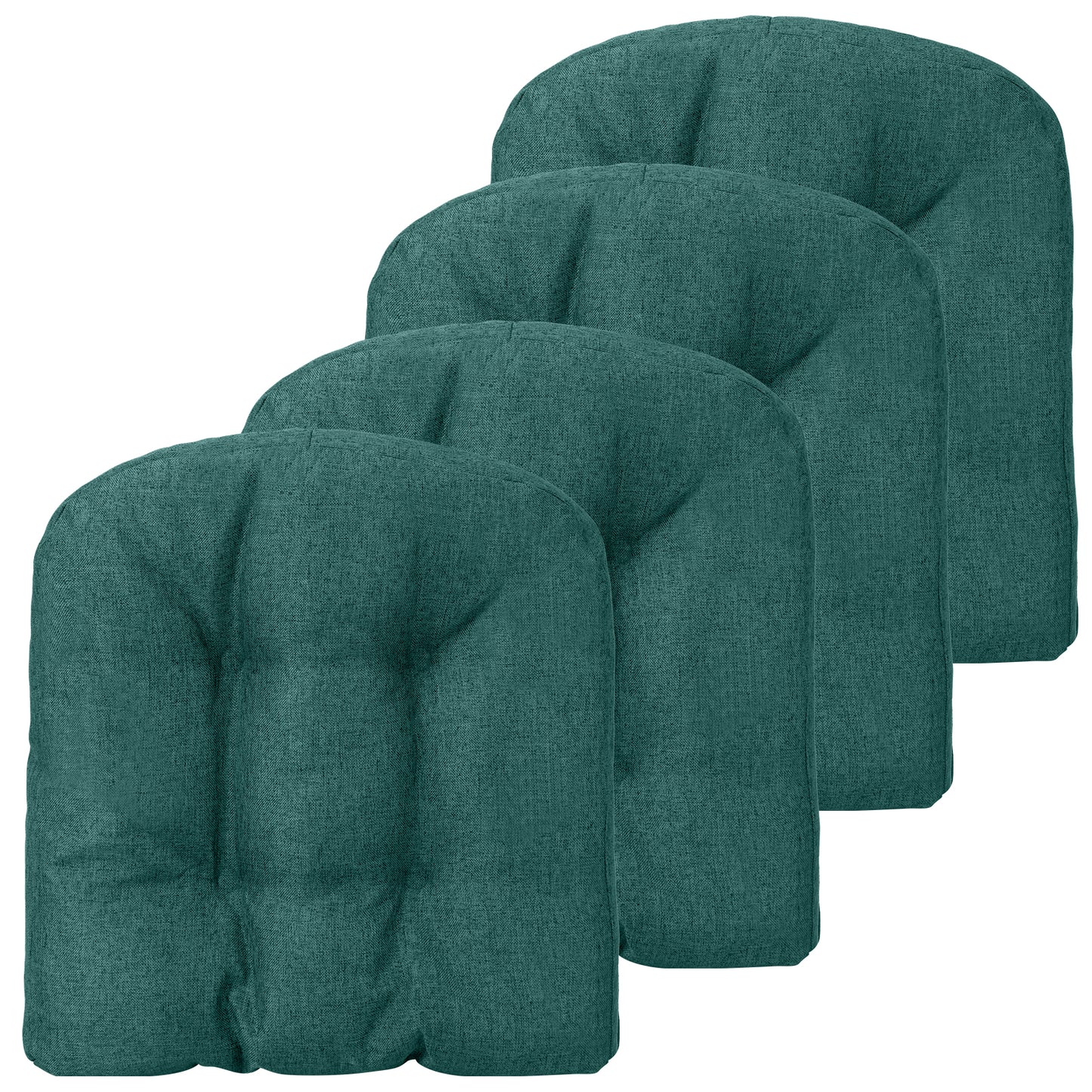 4 Pack 17.5 x 17 Inch U-Shaped Chair Pads with Polyester Cover-Green