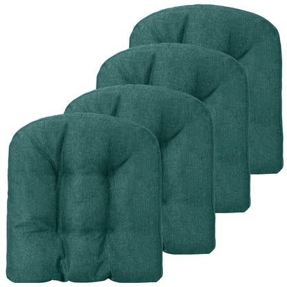 4 Pack 17.5 x 17 Inch U-Shaped Chair Pads with Polyester Cover-Green