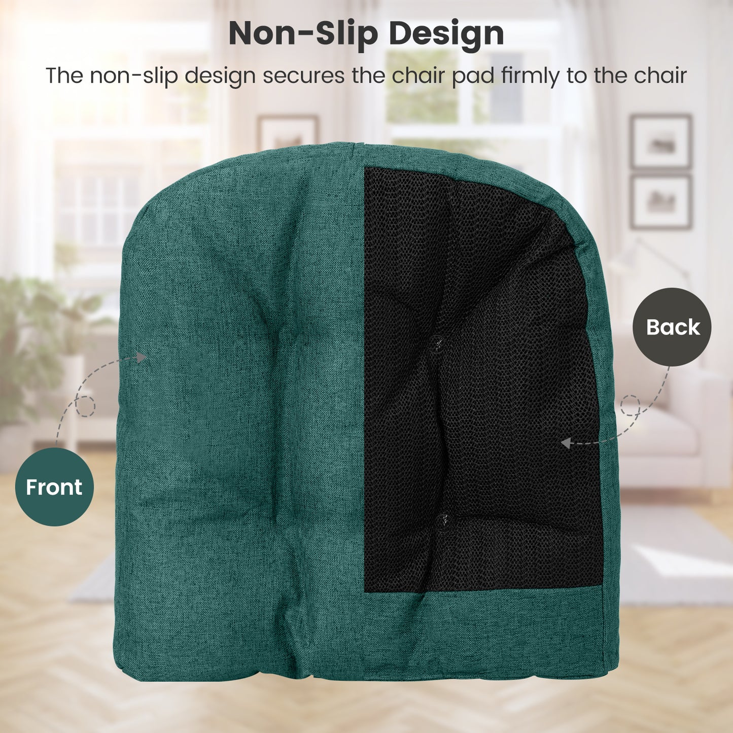 4 Pack 17.5 x 17 Inch U-Shaped Chair Pads with Polyester Cover-Green