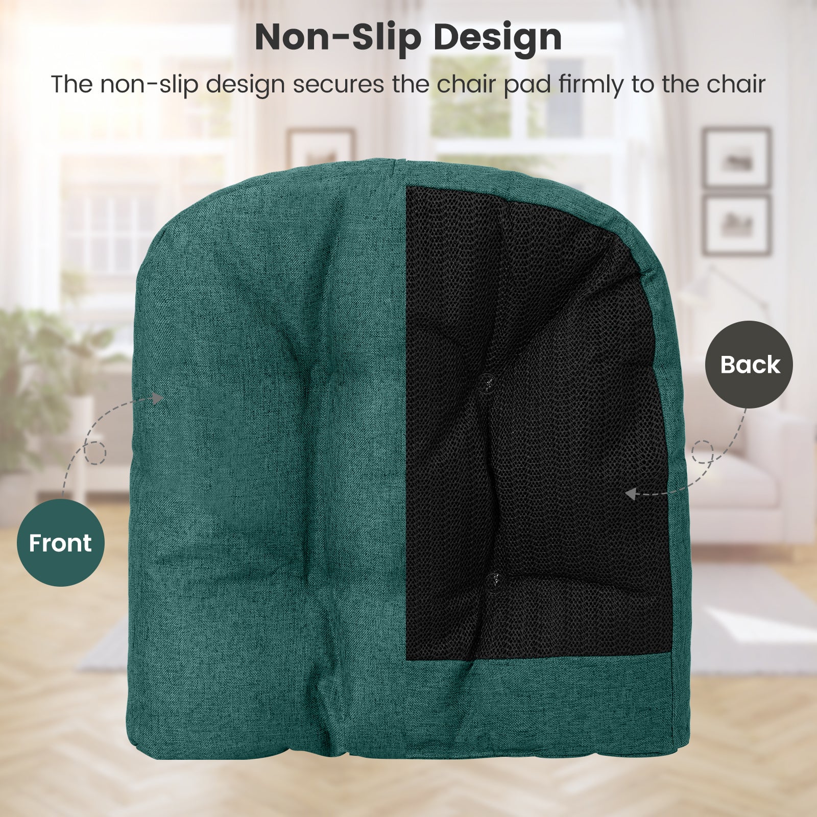 4 Pack 17.5 x 17 Inch U-Shaped Chair Pads with Polyester Cover-Green