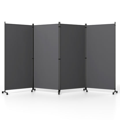 4-Panel Folding Room Divider with Wheels - 71.5" Tall