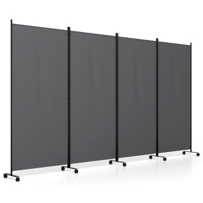 4-Panel Folding Room Divider with Wheels - 71.5" Tall