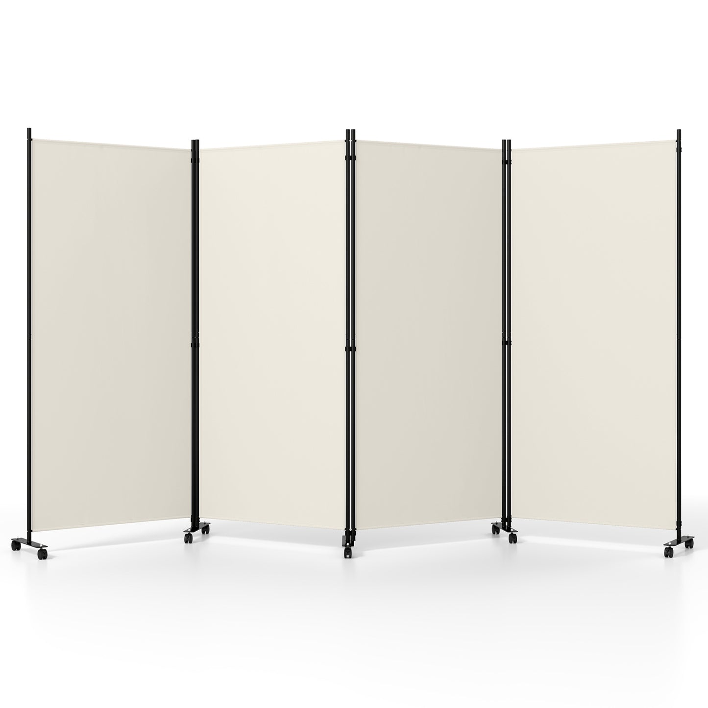 4-Panel Folding Room Divider with Wheels - 71.5" Tall