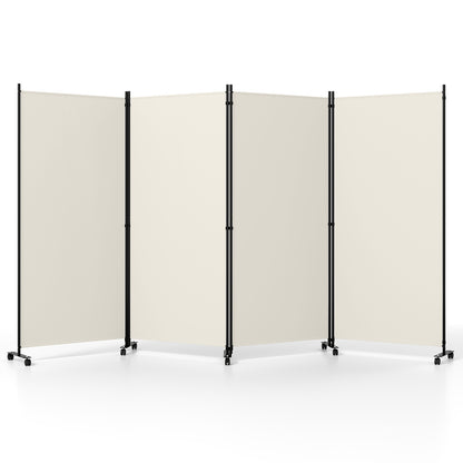4-Panel Folding Room Divider with Wheels - 71.5" Tall