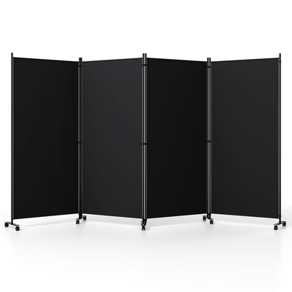 4-Panel Folding Room Divider with Wheels - 71.5" Tall