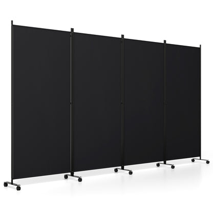 4-Panel Folding Room Divider with Wheels - 71.5" Tall