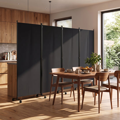 4-Panel Folding Room Divider with Wheels - 71.5" Tall