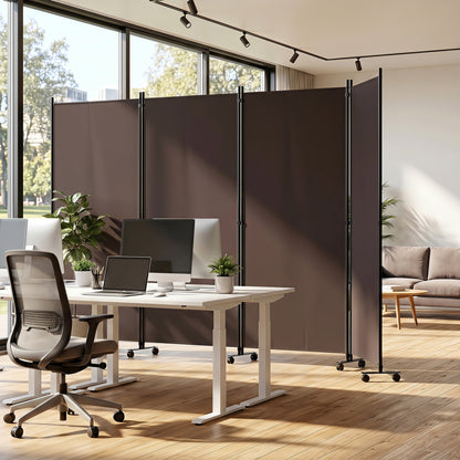 4-Panel Folding Room Divider with Wheels - 71.5" Tall
