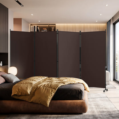 4-Panel Folding Room Divider with Wheels - 71.5" Tall