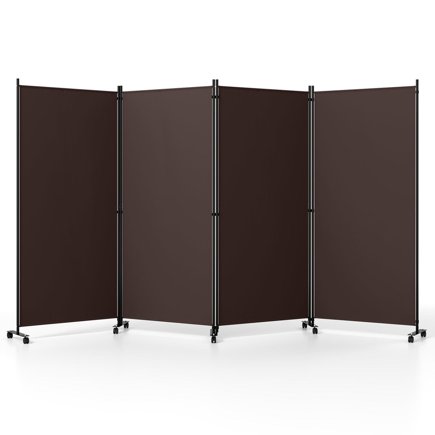4-Panel Folding Room Divider with Wheels - 71.5" Tall
