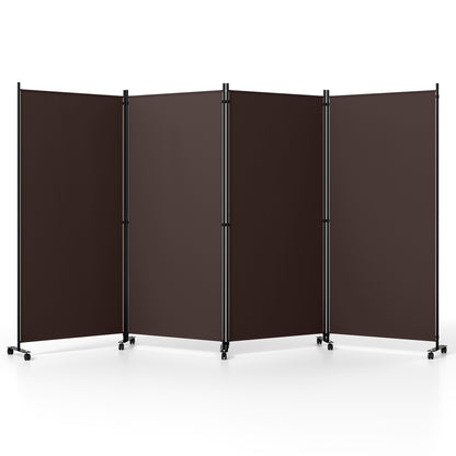 4-Panel Folding Room Divider with Wheels - 71.5" Tall