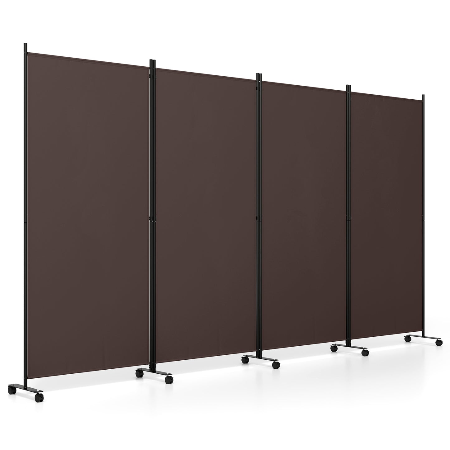 4-Panel Folding Room Divider with Wheels - 71.5" Tall