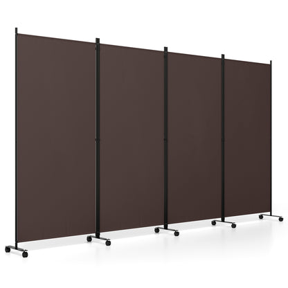 4-Panel Folding Room Divider with Wheels - 71.5" Tall