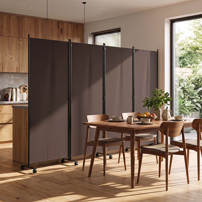 4-Panel Folding Room Divider with Wheels - 71.5" Tall