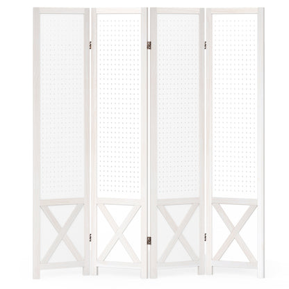 6-Panel Pegboard Room Divider 67 Inches Tall Foldable Privacy Screen
