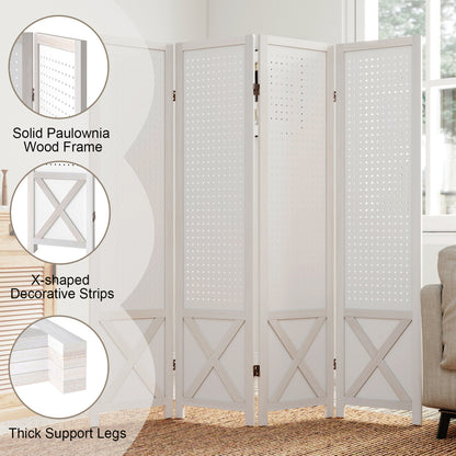 6-Panel Pegboard Room Divider 67 Inches Tall Foldable Privacy Screen
