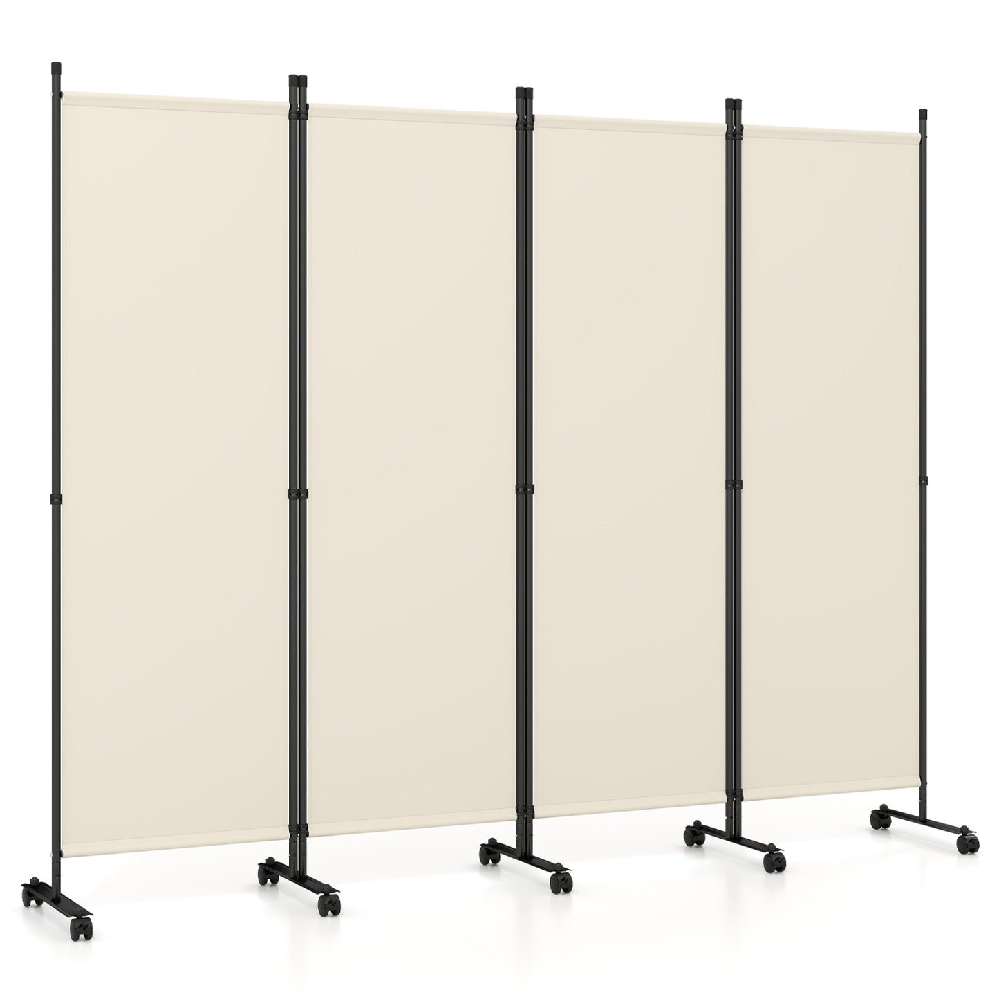 4-Panel Room Divider with Lockable Wheels - 87" x 68"
