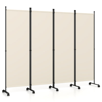 4-Panel Room Divider with Lockable Wheels - 87" x 68"