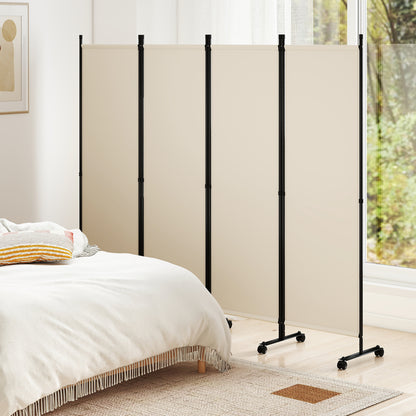 4-Panel Room Divider with Lockable Wheels - 87" x 68"
