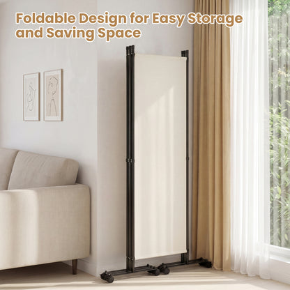 4-Panel Room Divider with Lockable Wheels - 87" x 68"