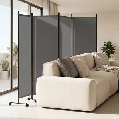 4-Panel Room Divider with Lockable Wheels - 87" x 68"