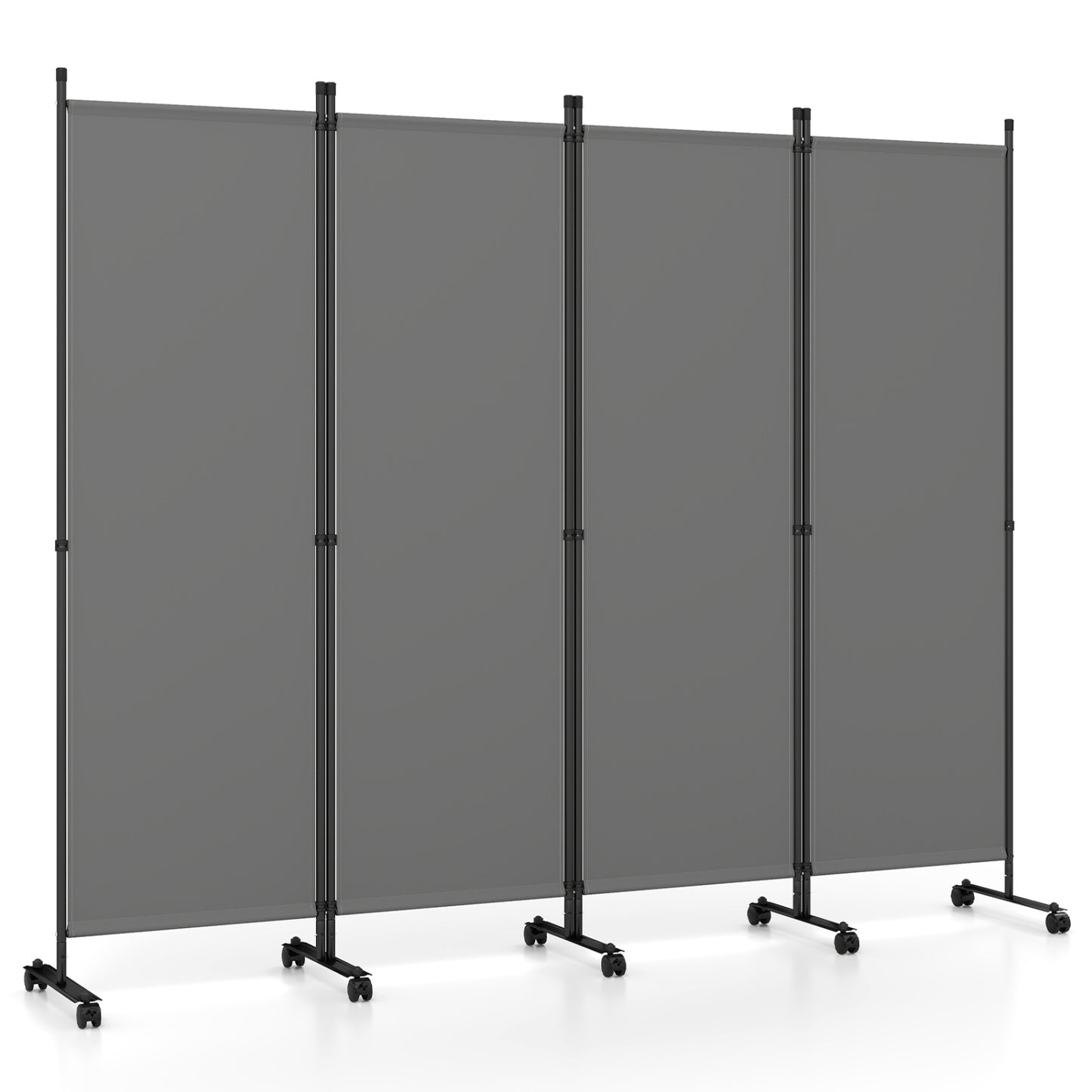 4-Panel Room Divider with Lockable Wheels - 87" x 68"