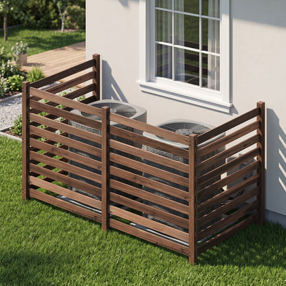 4-Panel Wooden Outdoor Privacy Fence with Ground Stakes