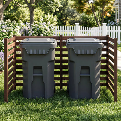 4-Panel Wooden Outdoor Privacy Fence with Ground Stakes