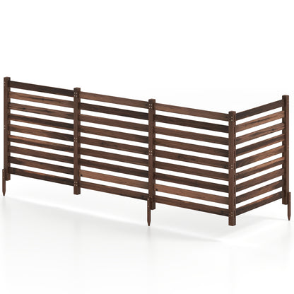 4-Panel Wooden Outdoor Privacy Fence with Ground Stakes