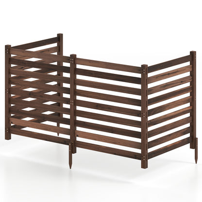 4-Panel Wooden Outdoor Privacy Fence with Ground Stakes