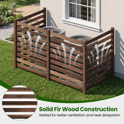 4-Panel Wooden Outdoor Privacy Fence with Ground Stakes