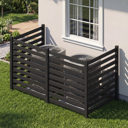 4-Panel Wooden Outdoor Privacy Fence with Ground Stakes