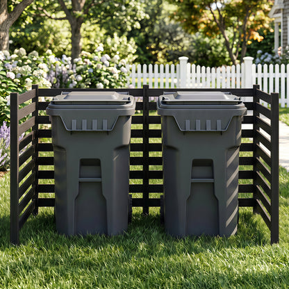 4-Panel Wooden Outdoor Privacy Fence with Ground Stakes