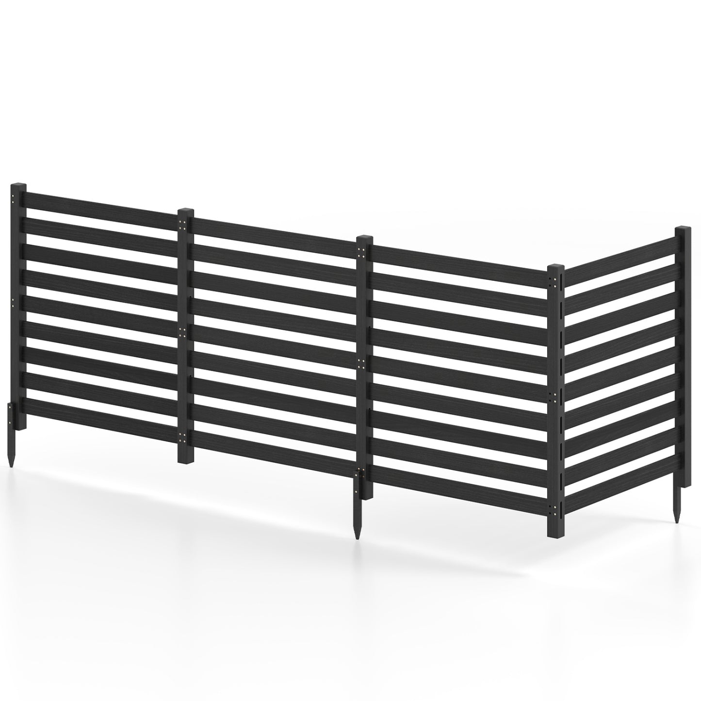 4-Panel Wooden Outdoor Privacy Fence with Ground Stakes