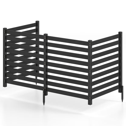 4-Panel Wooden Outdoor Privacy Fence with Ground Stakes