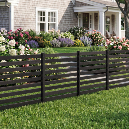 4-Panel Wooden Outdoor Privacy Fence with Ground Stakes
