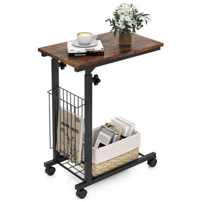 4-Piece Industrial Living Room Set: Fireplace TV Stand + 3-Tier Industrial Style Coffee Table + 71 Inch Freestanding Hall Tree + Adjustable C-shape Sofa Side Table