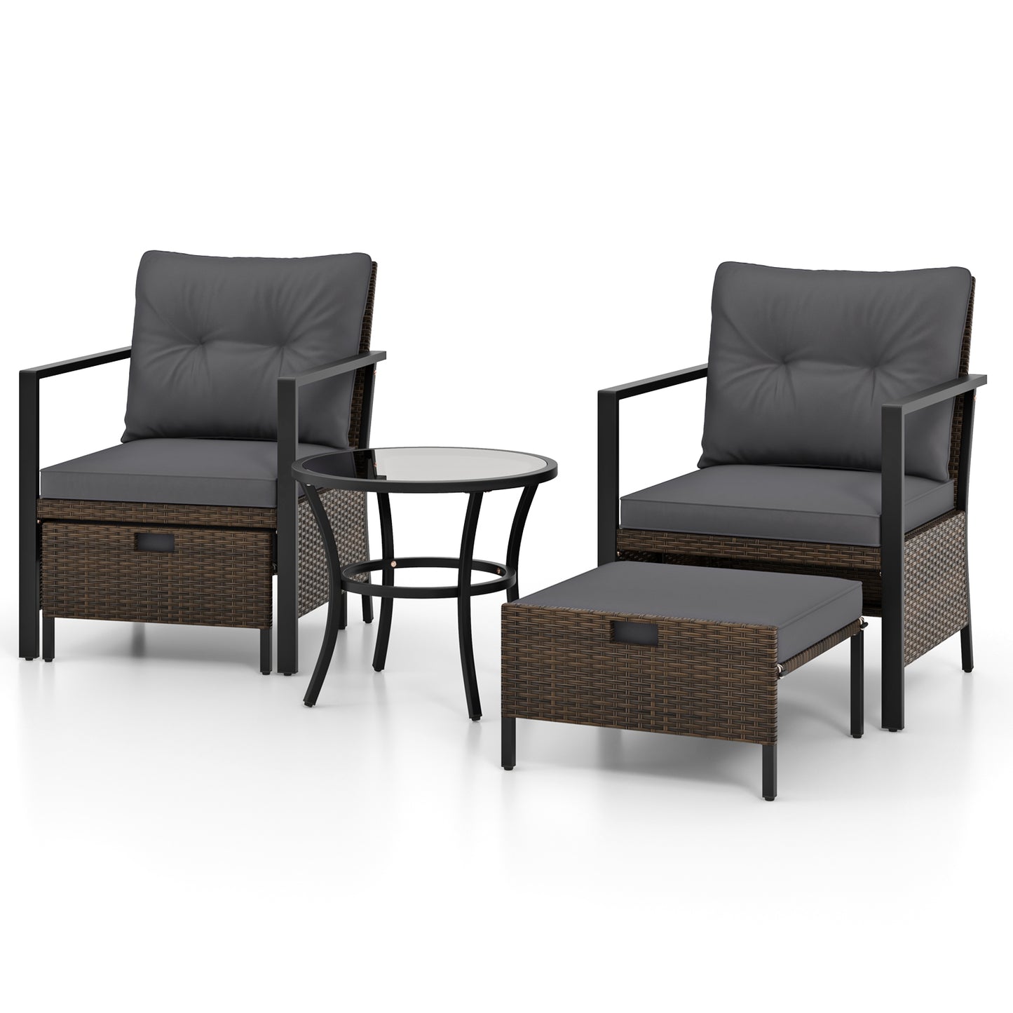 4 Piece Outdoor Furniture Set with Glass Topped Coffee Table