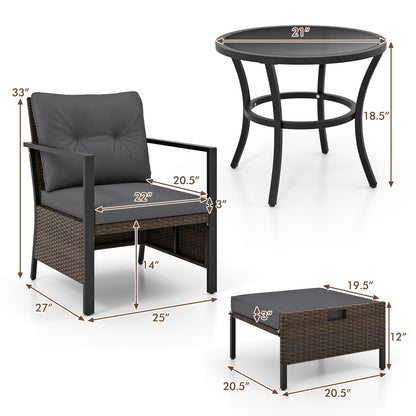 4 Piece Outdoor Furniture Set with Glass Topped Coffee Table