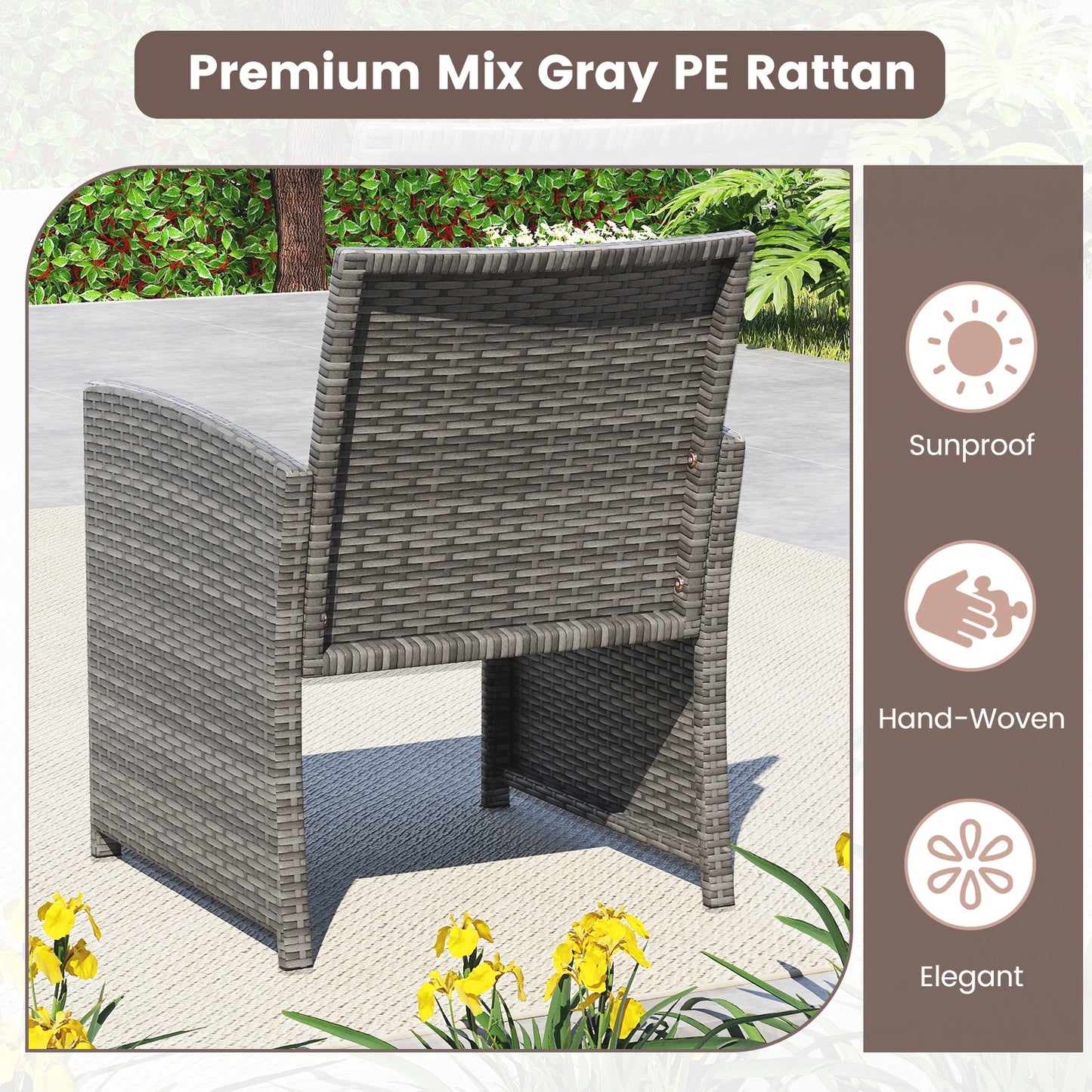 4 Piece Patio Conversation Set Rattan Chair Loveseat and Table Set-Off White