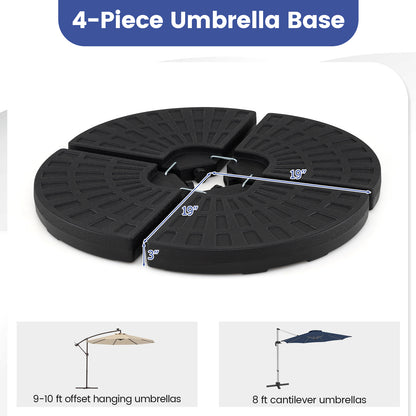 4-Piece Patio Market Umbrella Base 140 LBS Heavy-Duty with U-Locking Pins-Black