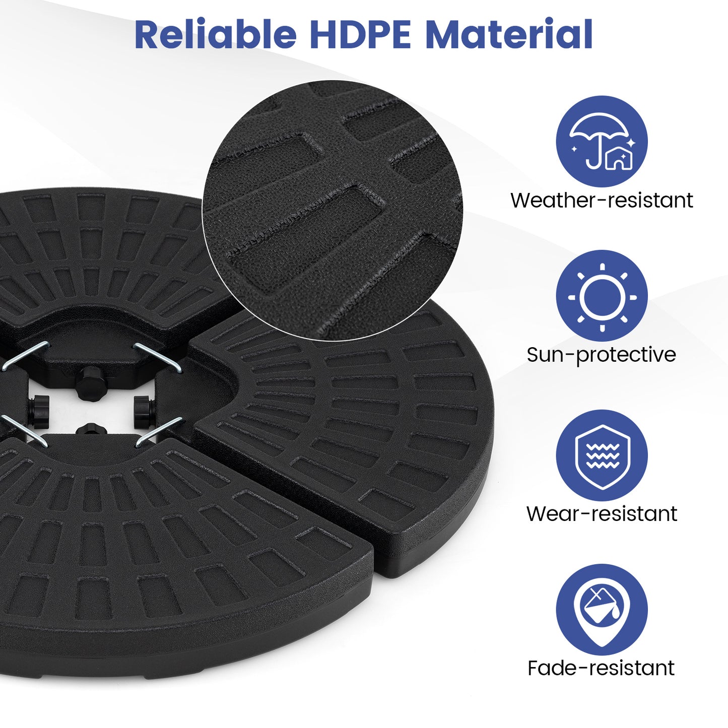 4-Piece Patio Market Umbrella Base 140 LBS Heavy-Duty with U-Locking Pins-Black